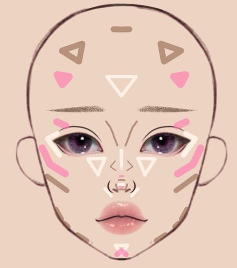 Asian Makeup Tutorials, Korean Makeup Tips, Dag Make Up, Anime Eye Makeup, Gyaru Makeup, Face Charts, Korean Makeup Tutorials, Makeup Drawing, Simple Makeup Tips