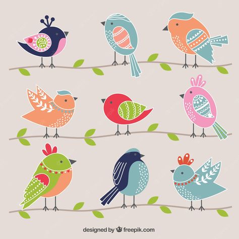 Bird Doodle Art, Bird Cartoon Illustration, Cute Bird Art, Birds Vector, Bird Doodle, Cartoon Silhouette, Birds Illustration, Bird Cartoon, Bird Vector