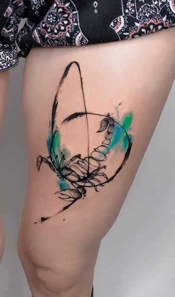 Pieces And Scorpio Tattoo, Scorpion Woman Tattoo, Watercolor Scorpion Tattoo, Scorpio Tattoo For Men Zodiac, Scorpion Tattoo Women, Tattoo Ideas Female Scorpio, Feminine Scorpio Tattoo, Tattoo Scorpion Zodiac, Scorpion With Flowers Tattoo