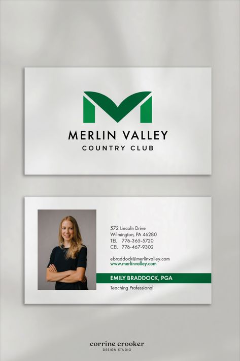 Simple yet sophisticated front and back business card design. Golf business card. Country club branding. Business Card With Photo, Golf Business, Club Branding, Card With Photo, Photo Design, Country Club, Business Card Design, Business Card, Business Cards