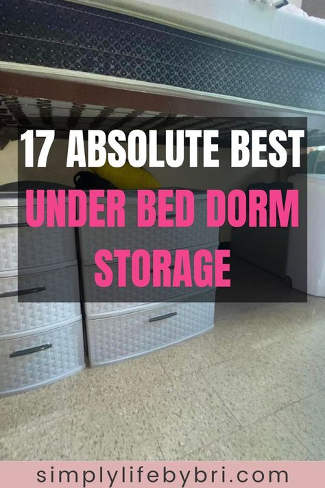 best under bed dorm storage Diy Storage Under Bed, Dorm Storage Ideas, Loft Bed Storage, College Dorm Storage, Dorm Room Organization Storage, Lofted Dorm Beds, Under Bed Organization, College Dorm Organization, Boys Dorm Room