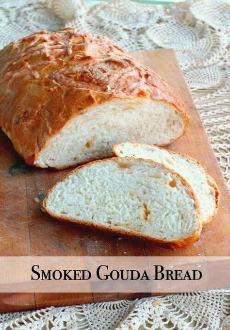 Smoked Gouda cheese bread is chewy and smoky with a crispy crust. Grilled cheese sandwiches anyone? From http://Restlesschipotle.com Gouda Recipes, Gouda Recipe, Savory Bakes, Homemade Bread Recipes, Friendsgiving Ideas, Restless Chipotle, Recipes Cheese, Cheese Bread Recipe, Smoked Gouda Cheese