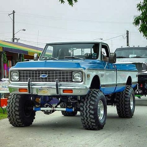 72 chevy c10                                                                                                                                                     More Rat Rod Trucks, Chevy 4x4, 72 Chevy Truck, Chevrolet Truck, Lifted Chevy Trucks, Lifted Chevy, Jacked Up Trucks, Chevy C10, Gm Trucks