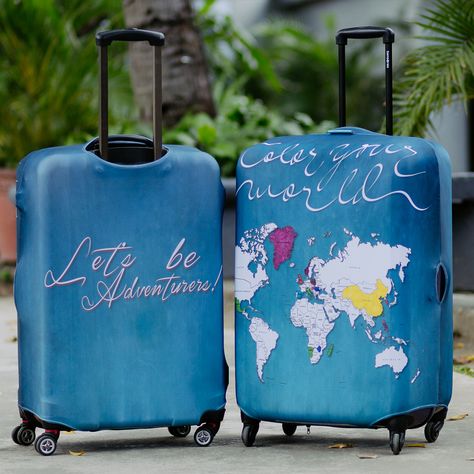 Color Your World Luggage Cover by Wanderskye #Cover, #Luggage, #Modern, #Style Travel Luggage Suitcases, Stylish Luggage, Suitcase Cover, Holiday Romance, Luggage Bags Travel, Black Plain, Luggage Cover, Travel Tote, Suitcases