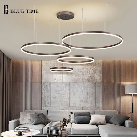 Circle Chandelier, Black Lampshade, Ring Chandelier, Living Room Restaurant, Restaurant Lighting, Modern Restaurant, Chandelier Bedroom, Design Del Prodotto, Post Modern