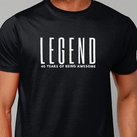 The 2023 version of our popular 40th Birthday T shirt Gift for men. When its his 40th Birthday, give him a tshirt that lets everyone else know, he is The Legend, 40 years of being awesome, 40th Birthday tshirt,  40th Birthday Gift for man, 40th Birthday Shirt, The legend tshirt, Gift for men, 40th birthday gifts. We use water based eco-friendly inks that are vegan friendly and not tested on animals. Our paper postal mailing bags are manufactured from responsible, sustainable sources to comply wi