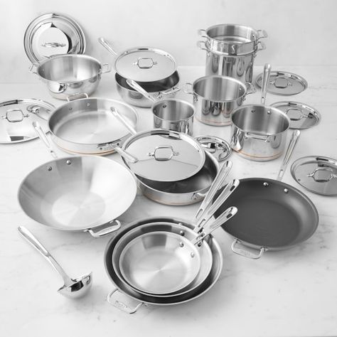 All-Clad Copper Core 23-Piece Cookware Set | Williams Sonoma Cookware Set Stainless Steel, Kitchenware Store, Stainless Steel Cookware, Stock Pot, Cookware Sets, Soup Pot, Pan Set, Cookware Set, Williams Sonoma