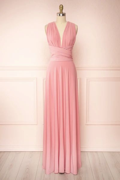 Bridesmaids Dresses Montreal | Maids of Honor | Boudoir 1861 - pink - pink Maid Of Honor Dress Pink, Summer Gown, Convertible Maxi Dress, Summer Gowns, Pink Convertible, Skirt Draping, Boutique Maxi Dresses, Pink Bridesmaid Dress, Maid Of Honour Dresses