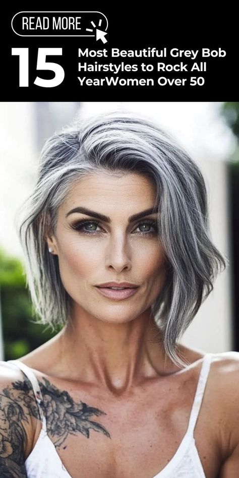 The 15 Most Beautiful Grey Bob Hairstyles to Rock All Year Balayage Hair Gray Silver, Modern Grey Hair Colour, Platinum Hair With Lowlights Dark Brown, Grey Inverted Bob, Platinum Grey Highlights, Frost Highlights On Dark Hair, Funky Gray Hair, Gray Hair With Red Lowlights, Gray Hair With Dark Underneath