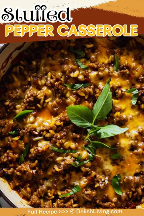 Looking+for+a+delicious+and+easy+weeknight+dinner?+This+Stuffed+Pepper+Casserole+is+the+answer!+🍽️+Packed+with+vibrant+bell+peppers,+savory+ground+meat,+and+hearty+rice,+this+dish+brings+all+your+favorite+stuffed+pepper+flavors+into+one+comforting+casserole.+It's+a+crowd-pleaser+that's+perfect+for+family+dinners,+meal+prep,+or+even+potlucks.+Plus,+it’s+super+simple+to+make—just+throw+everything+together+and+let+the+oven+do+the+work!+🌟

Don’t+forget+to+sprink...++via+@delishliving Green Pepper Casserole, Pepper Casserole, Stuffed Pepper Casserole, Stuffed Pepper, Dinner Meal Prep, Easy Weeknight Dinner, 9x13 Baking Dish, Family Dinner Recipes, One Pan Meals