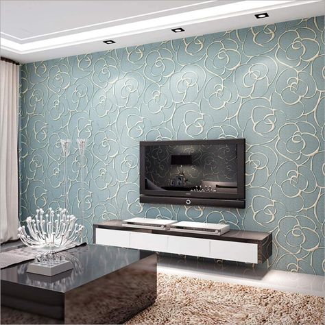 Wall Texture Design, Beige Living Rooms, Office Decorating, Embossed Wallpaper, Wall Paint Designs, Simple Living Room, 3d Rose, Shabby Chic Bedrooms, घर की सजावट