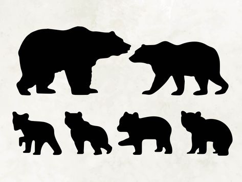 Bear Silhouette Printable, Polar Bear Silhouette, Bear Stencil, Png Bear, Mama Bear Svg, Papa Bear Shirt, Mom Bear, Bear Decal, Bear Png