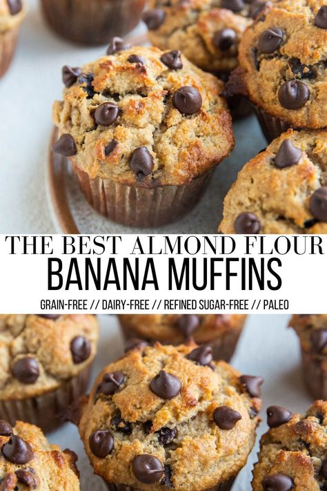 Sugar Free Banana Muffins, Almond Flour Banana Muffins, Paleo Banana Muffins, Almond Flour Banana, Gluten Free Banana Muffins, Almond Flour Muffins, Almond Muffins, Healthy Banana Muffins, Flours Banana Bread