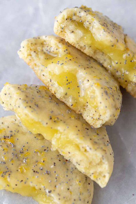 CRUMBL lemon poppy seed cookies with lemon curd filling - Lifestyle of a Foodie Cookies With Lemon Curd, Lemon Poppy Seed Cookies, Cookies With Lemon, Poppy Seed Cookies, Lifestyle Of A Foodie, Seed Cookies, Lemon Treats, Curd Filling, Frozen Lemon