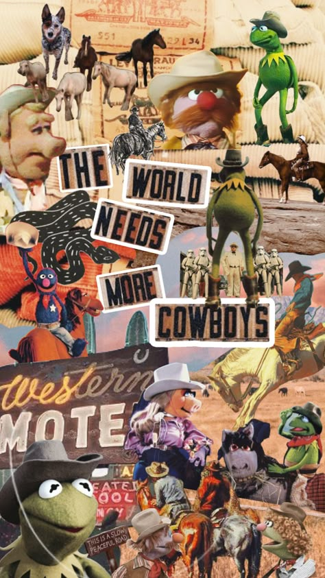 The World Needs More Cowboys, Animation Storyboard, Cowboy Aesthetic, Silly Puppets, Fraggle Rock, The Muppet Show, Graphic Poster Art, Kermit The Frog, Jim Henson