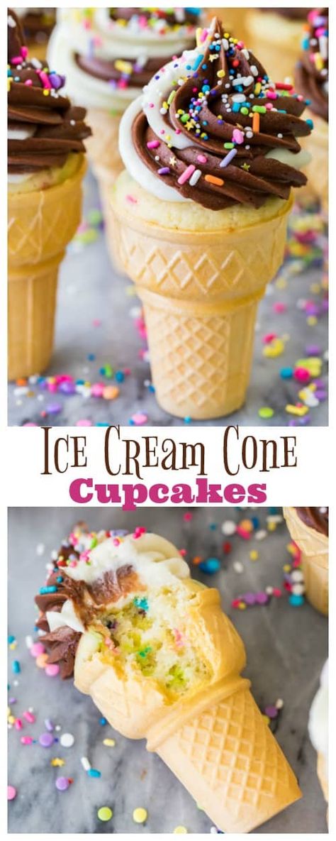 Ice Cream Cone Cupcake, Ice Cream Cones Recipe, Cupcake Ice Cream Cones, Cone Cupcakes, Make Cupcakes, Ice Cream Cone Cupcakes, Cake In A Cone, Summer Cupcakes, Cupcake Cones