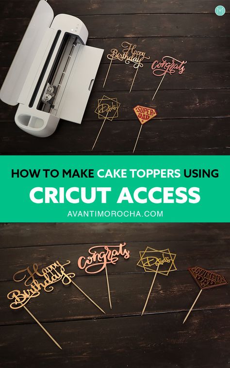 DIY Cake Toppers – Cricut Access – Avanti Morocha Diy Cricut Joy Wedding Projects, Cricuit Ideas Cake Toppers, Make Cake Topper With Cricut, Diy Cake Topper Birthday How To Make, Silhouette Cricut Projects, Cricut Wedding Cake Topper Diy, How To Make Cake Toppers Diy, Cricut Project Wedding, Cardstock Projects For Cricut