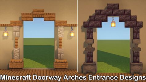 Minecraft Doorway Ideas, Minecraft Doorway, Minecraft Entrance, Rumah Minecraft Sederhana, Minecraft Structures, Minecraft Interior Design, Minecraft House Plans, Easy Minecraft Houses, Diy Minecraft