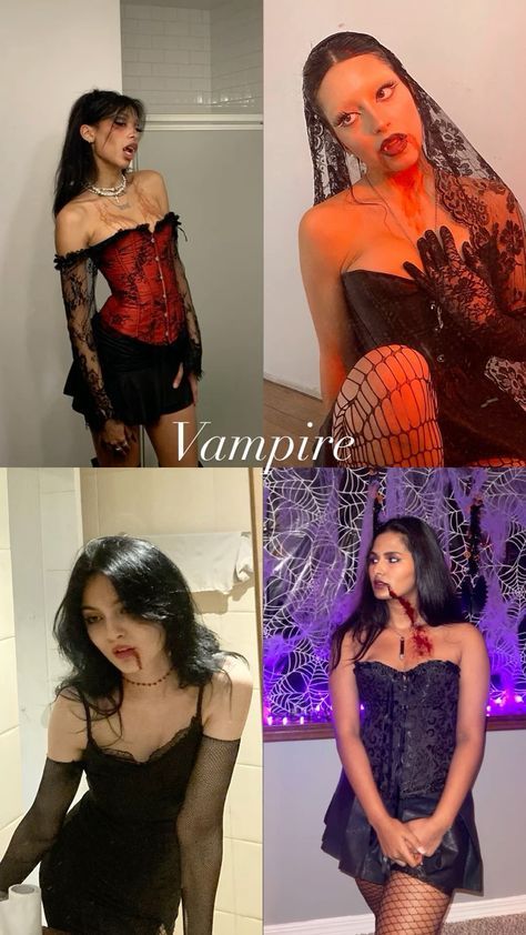 Couples Costume Vampire, Easy Vampire Halloween Costumes, Vampire Ideas Outfits, Diy Vampire Halloween Costume, Hailey Bieber Vampire Costume, Vampire Costume Inspo Women, Vampire Costume Women Outfit, Lesbian Vampire Costume, Vampire Cute Costume