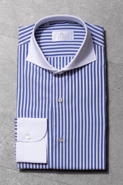 Contrast Collar Shirt, Men Pants Pattern, White Collar Shirt, Striped Shirt Men, Blue And White Striped Shirt, Shirt Collar Styles, White Collared Shirt, Limited Edition Shirt, Blue Striped Shirt