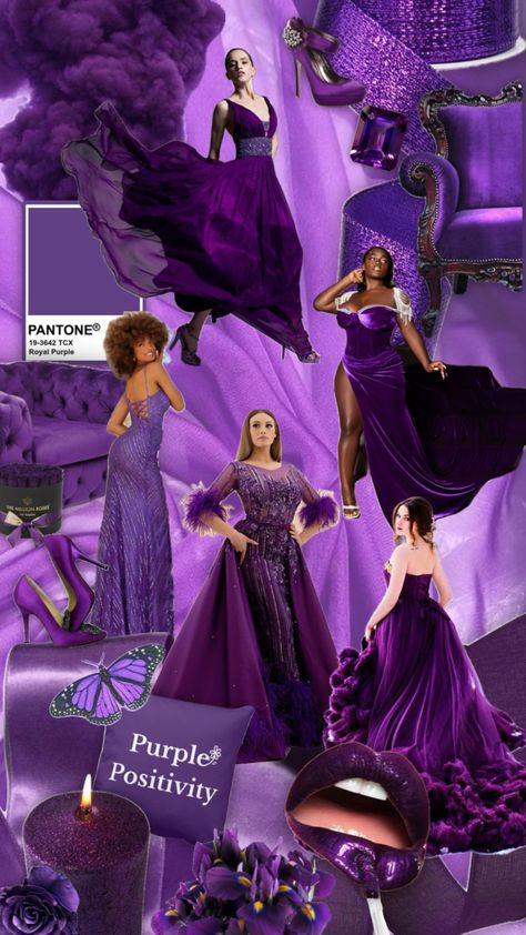 Purple 💜 My favourite colour 💜 #purple Purple Mood Board, Purple Runway, Button Tree Art, Mood Board Fashion Inspiration, Button Tree, The Color Purple, Purple Gowns, Purple Themes, Fashion Design Portfolio