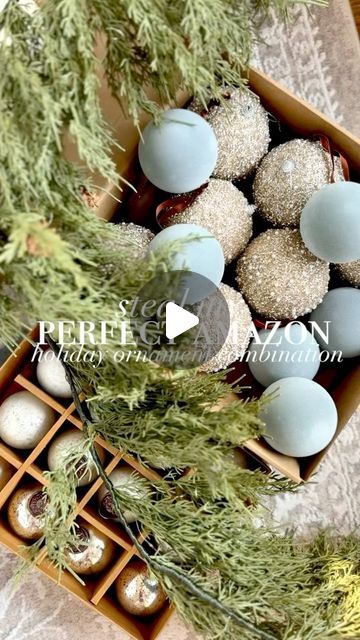 Kinsey Walsh | Home Decor • Design on Instagram: "✨Perfect AMAZON holiday ornament combination- save for later! ✨All of the details below 👇**high sellout risk 

🔗 comment SHOP for links or find them in my Amazon Storefront 

✨Details✨
🔹Sparkly sequin + pearl - yall I audibly gasped when I opened the box 😂 If you like glam these are for you! The video of them sparkling in the window does NOT have a sparkle filter! Mine are the color “champagne”
🔹Velvet - these are so pretty and lightweight.
Comes with the velvet ribbon attachment. Mine are the “dusty blue” but there are more color options! 
🔹Mercury Glass - i loveee the mirror effect on these! Comes in a set of antique mirror and more of a milky color. Love the way these reflect the light 

#christmasdecor #holidaydecor #amazonhome #i Dusty Blue Christmas Decor, Dusty Blue Christmas, Sparkle Filter, Blue Christmas Decor, Mirror Effect, Amazon Storefront, Color Champagne, Save For Later, Holiday Ornament