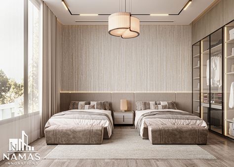 MODERN BEDROOM DESIGN 2 Queen Beds In One Room, Two Queen Beds In One Room, Behance Bed, Behance Bedroom, Bedroom Window Design, Twins Bedroom, Bedroom Behance, Dream Apartment Decor, Architect Design House