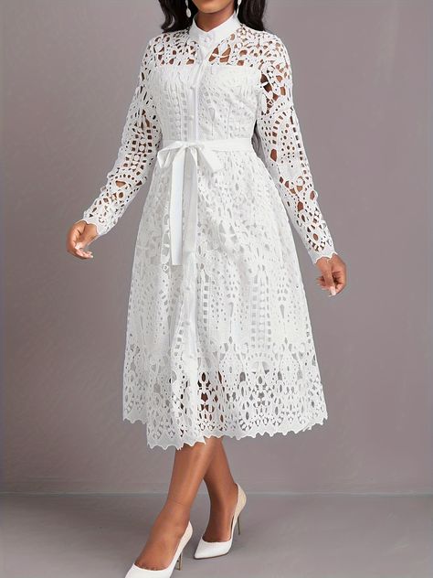 Faster shipping. Better service Ghana Lace Dress Styles, All White Church Outfit, Stand Collar Dress, Plus Size Elegant Dresses, Shweshwe Dresses, Church Attire, Latest Dress For Women, African Outfits, Led Dress