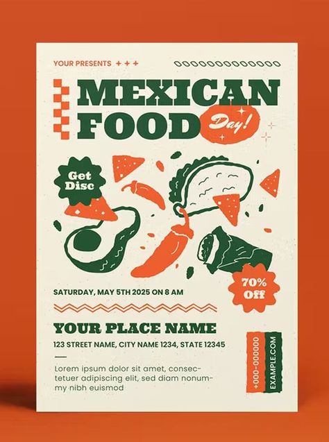 Food Sale Flyer, Mexican Graphic Design, Brochure Food, Menu Design Inspiration, Restaurant Poster, Restaurant Flyer, Food Menu Design, Food Graphic Design, Food Poster Design