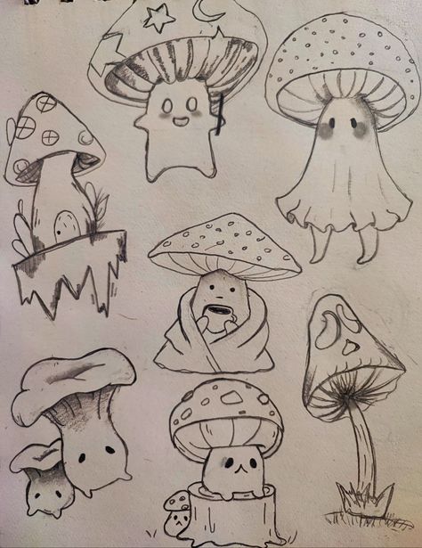 Aesthetic Mushroom Drawing, Mushroom Sketch, Aesthetic Sketchbook, Ems Tattoos, Doddle Art, Animal Drawings Sketches, Zentangle Artwork, Easy Doodles Drawings, Art Poses