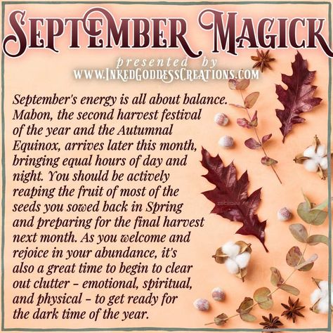 September Witchcraft, September Witch, Seasonal Witchcraft, Fall Witchcraft, Mabon Feast, September Magic, Autumn Witchcraft, September Magick, Wiccan Sabbats