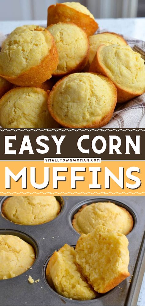 Corn Muffins, moist corn muffins, corn meal muffins Homemade Corn Muffins, Sweet Corn Muffins, Homesteading Life, Homestead Cooking, Cornmeal Muffins, Corn Muffin, Small Town Woman, Roast Meat, Easy Corn