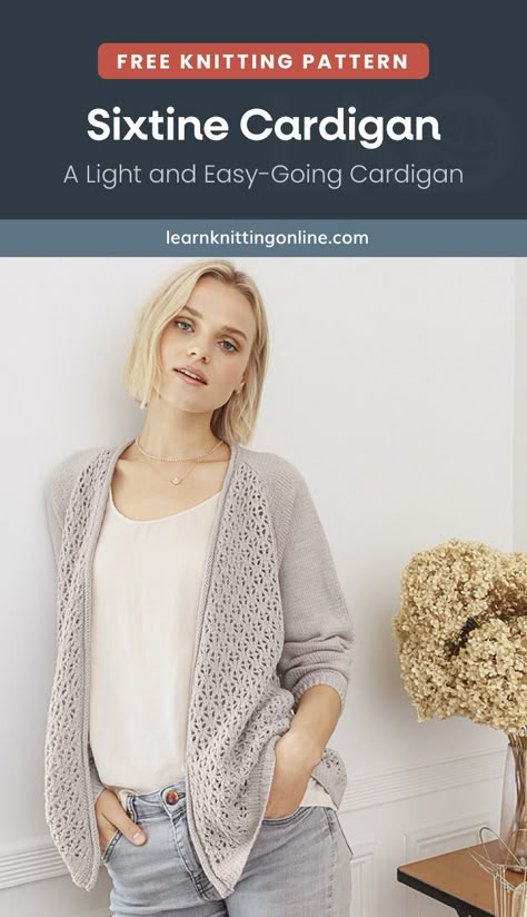 Kimono Pattern Free, Light Summer Cardigan, Lace Cardigan Pattern, Knitting Space, Ladies Cardigan Knitting Patterns, Free Knitting Patterns For Women, Simple Knitting, Intermediate Knitting Patterns, Summer Knitting Patterns