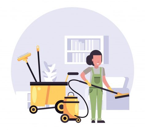 House Keeping Uniform, Kids Brochures, Character Scene, Vector House, House Maid, Dog Walk, Girl Character, Cleaning Business, Vacuum Cleaners