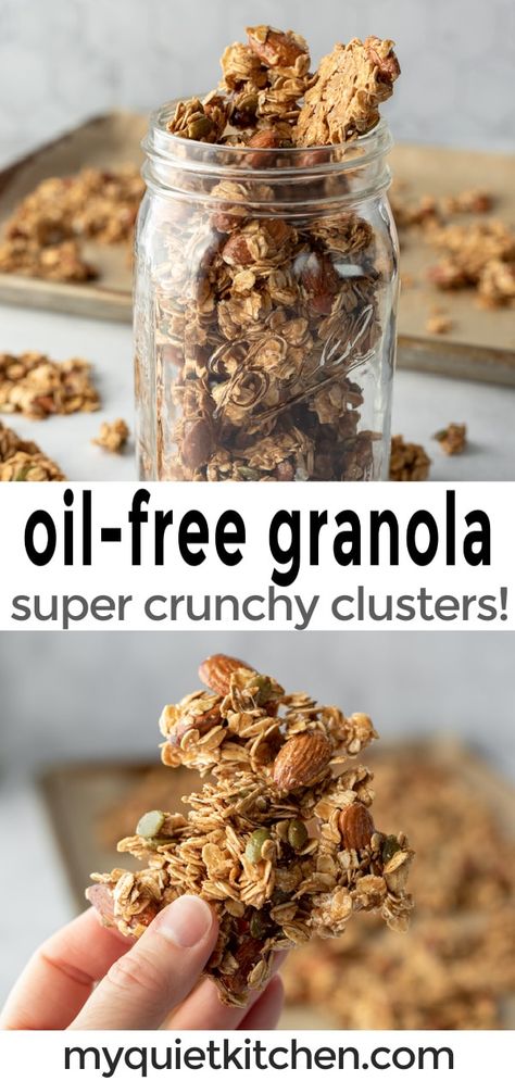 Low Fat Granola Recipe, Raw Granola Recipe, Homemade Granola Clusters, Vanilla Granola Recipe, Low Calorie Granola, Vegan Granola Recipe, Raw Granola, Savory Granola, Easy Homemade Granola