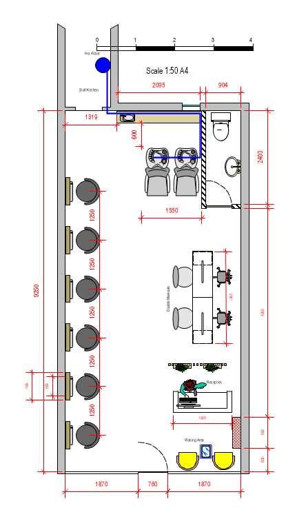 2D interior salon floor plan showing the ideal layout for a small beauty hairdressing salon.  Contact for more ++447415336002 #design #beauty #salonideas #salon #interior design Interior Design For Hair Salon, Wallpaper For Beauty Salon, Beauty Salon Floor Plan Small, Small Hairdressing Salon Interior Design, Salon Architecture Design, 900 Sq Ft Salon Layout, Small Salon Floor Plan, Trendy Salon Interior, Salon Blueprint Layout