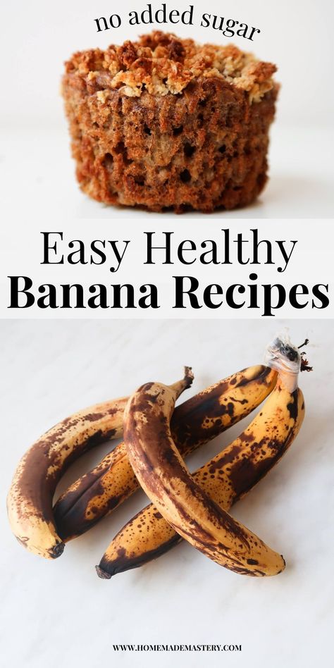 Use your overripe bananas and give them new life purpose with these super easy and healthy banana recipes! Including healthy banana bread, oatmeal banana pancakes and banana muffins! Banana Healthy Breakfast, Mashed Banana Recipes Easy, What To Do With Extra Bananas, What To Do With Leftover Bananas, Healthy Overripe Banana Recipes, Over Ripe Bananas What To Do With, Healthy Banana Breakfast Recipes, Leftover Banana Recipes Healthy, Banana Recipes Overripe Easy Healthy