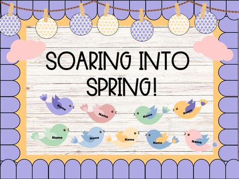 Soaring Into Spring Bulletin Boards, Classroom Bulletin Boards Elementary, Classroom Door Decor, Classroom Window, Bunting Design, Spring Bulletin, Spring Bulletin Boards, Elementary Classroom Decor, Classroom Display