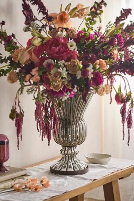 Shop the Glass + Iron Flare Vase and more at Terrain today. Read customer reviews, discover product details and more. Large Vase Arrangements, Art Deco Centerpiece, Tall Flower Arrangements, Pink Flower Arrangements, Art Deco Flower, Tall Wedding Centerpieces, Fluted Vase, Fall Flower Arrangements, Tangle Teezer