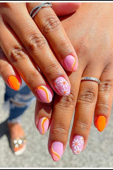 nail inspo #trending #nails #preppy #preppynails #pinknails #popular Bright Fun Nails, Hawaii Nails, Summer Nails 2023, Cute Gel Nails, Nails 2023, Short Acrylic Nails Designs, Pink Nail, Beach Nails, Dipped Nails