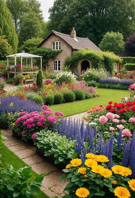 Homestead Flower Garden, Walk Through Flower Garden, Jardines Exteriores Ideas Design, Backyard Flower Garden Ideas Landscaping, Half Acre Backyard Ideas, Garden Inspo Ideas, Pretty Backyard Garden, Backyard Cut Flower Garden, Outdoor Flower Garden Ideas