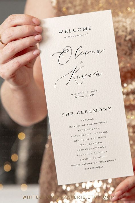 Wedding Program, Program Template, Minimalist Program, Ceremony Program, Program Printable, Program Template Wedding, Cynthia Wedding Program Examples, Wedding Programs Simple, Modern Wedding Program, Ceremony Program Template, Script Wedding Invitations, Wedding Ceremony Programs, Wedding Programs Template, Ceremony Programs, Template Wedding