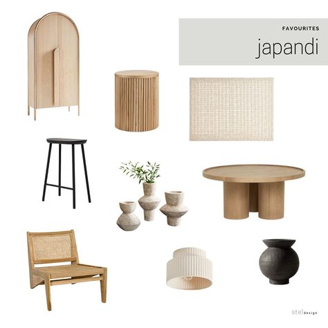 Stel Design on Instagram: “Japandi - Easily one of our favourite design styles right now. Neutral, yet warm, nature focused, cozy and uncomplicated. What’s not to…” Sofa Japandi Style, Japandi Furniture Design, Japandi Interiors Moodboard, Japandi Moodboard, Japandi Table, Biology Drawing, Japandi Furniture, Japandi House, Home Decor Ideas Living Room Apartment