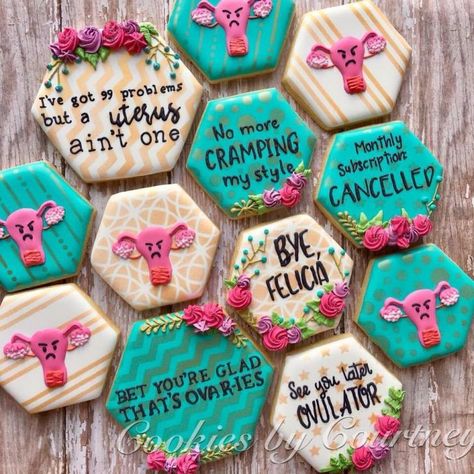 Sterilization Party, Uterus Party, Decorative Baking, Period Party, Fertility Tea, Survivor Party, Bye Felicia, Moon Party, Pretty Cookies