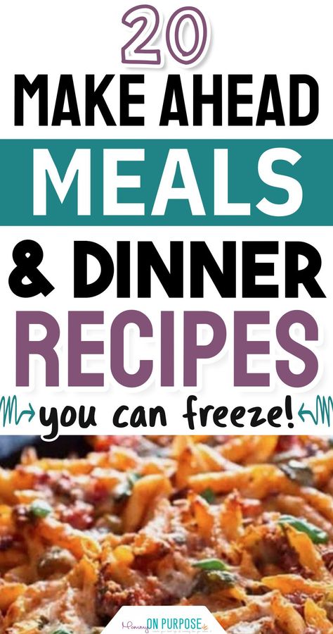 Simple make ahead meals and dinner recipes for can FREEZE. These simple freezer meals are perfect to make prep now, put in the freezer then heat and eat when YOU want a quick pre-made HEALTHY meal or don't have time to cook. Frozen Dinners Make Ahead For Two, Non Chicken Freezer Meals, Dinners To Freeze For Later, Easy Preprep Dinners, Freezer Friendly Dinner Recipes, Premade Oven Meals, Freezer Meals Make Ahead With Shopping List, Make Ahead Freezer Meals With Grocery List Free Printable, Cooked Frozen Meals