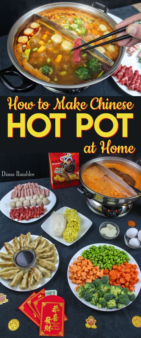 How to Make Chinese Hot Pot at Home - Create a new tradition with this Asian Hot Pot Recipe. It's fun and easy to make and everyone can enjoy their favorite ingredients. (ad) #ChineseNewYear #HotPot #recipe #soup #Asian #dinner #DianaRambles #LingLingAsianFood #LL Asian Hot Pot Recipe, Hot Pot At Home, Hotpot Recipe, Soup Asian, Chinese Hot Pot, Hot Pot Recipe, Asian Dinner, Asian Dinners, Mapo Tofu