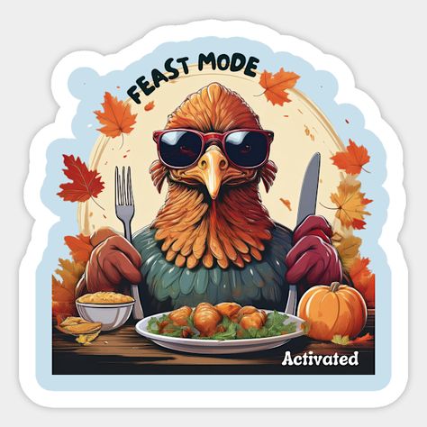 Feast Mode: Funny Thanksgiving Turkey Design, Thanksgiving Feast Mode; Activated, thanksgiving turkey, Talk turkey, Thanksgiving 2024, ideal gift.Get into 'Feast Mode' with this playful Thanksgiving design featuring a turkey wearing sunglasses, holding a fork and knife, and ready to dig into the holiday feast. Perfect for adding some humor and festive spirit to your holiday celebration -- Choose from our vast selection of stickers to match with your favorite design to make the perfect customize… Thanksgiving 2024, Feast Mode, Thanksgiving Design, Turkey Thanksgiving, Turkey Design, Holiday Feast, Thanksgiving Feast, Wearing Sunglasses, Funny Thanksgiving