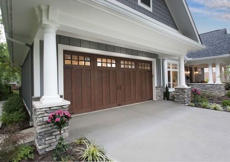 3 Ways It Pays to Get a New Garage Door - Bob Vila Faux Wood Garage Door, Double Garage Door, Garage Door Colors, Garage Door House, Garage Door Replacement, Garage Door Panels, Wooden Garage Doors, Carriage House Garage, Wood Garage