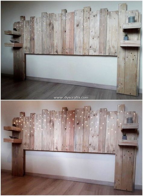 Pallet Crafts Diy, Pallet Bed Headboard, Diy Pallet Decoration, Diy Wood Headboard, Diy Pallet Bed, Pallet Headboard, Pallet Beds, Pallet Bed, Diy Headboards