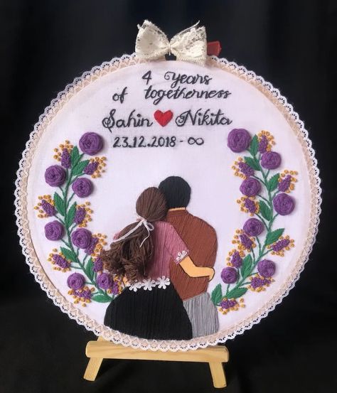 Couple embroidery hoops ❄️💖 Customise embroidery hoops for your loved ones 🥰 Dm for details and order 🎁🥳 . . #embroideryhandmades #embroideryart #couplegoals💑 #embroideryhoop #flowers #couples #craftersgonnacraft Embroidery Couple Design, Couple Hoop Embroidery, Embroidery Designs Couple, Couple Embroidery Design, Embroidery Couple, Couple Embroidery, Embroidery Hoop Art Diy, Couple Design, Canvas Paint